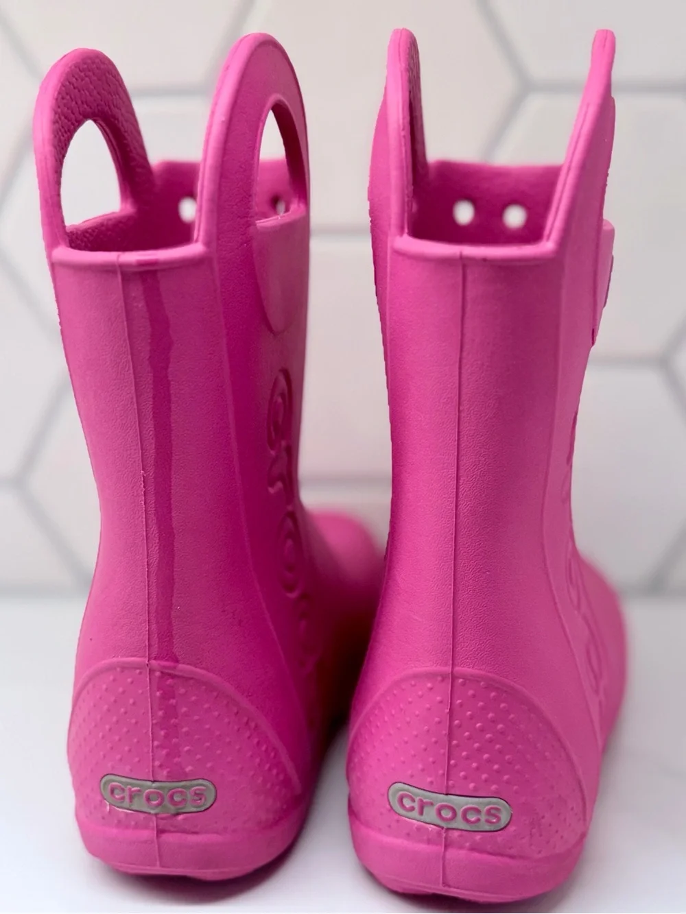CROCS Kids Handle It Pull-On Rain Boots Pink Size C 13